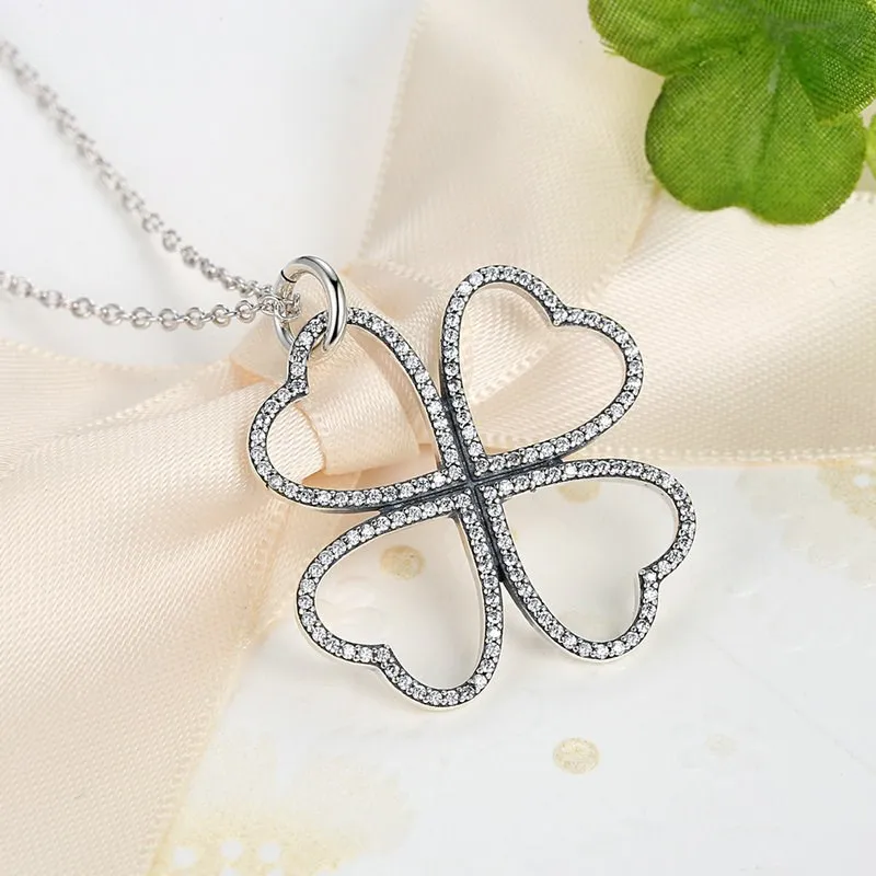 

New Arrival 925 Silver Petals Of Love Clover Jewerly Necklace For Women