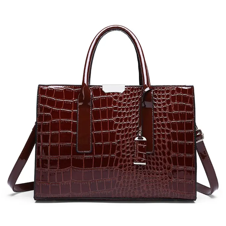 

Shenglu 2021 Women Lady European Fashion Luxury Patent Pu leather Crocodile Pattern Handbag Clutch Shoulder Bags SLT705