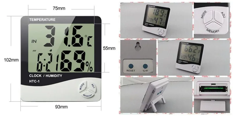Portable humidity and temperature meter thermometer with hygrometer