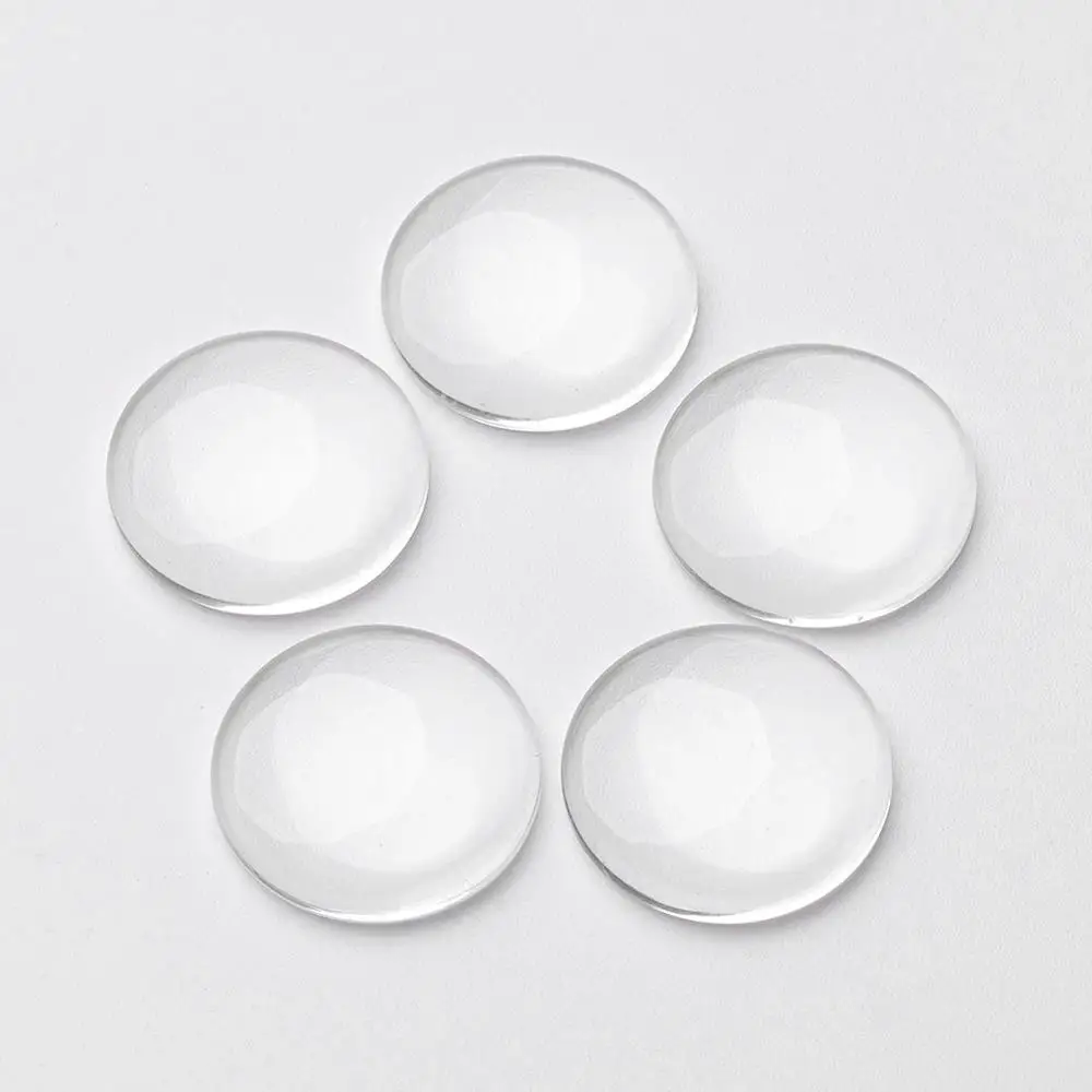 

PandaHall Transparent Glass Clear Cabochons Half Round Cabochons 17.5~18x5mm