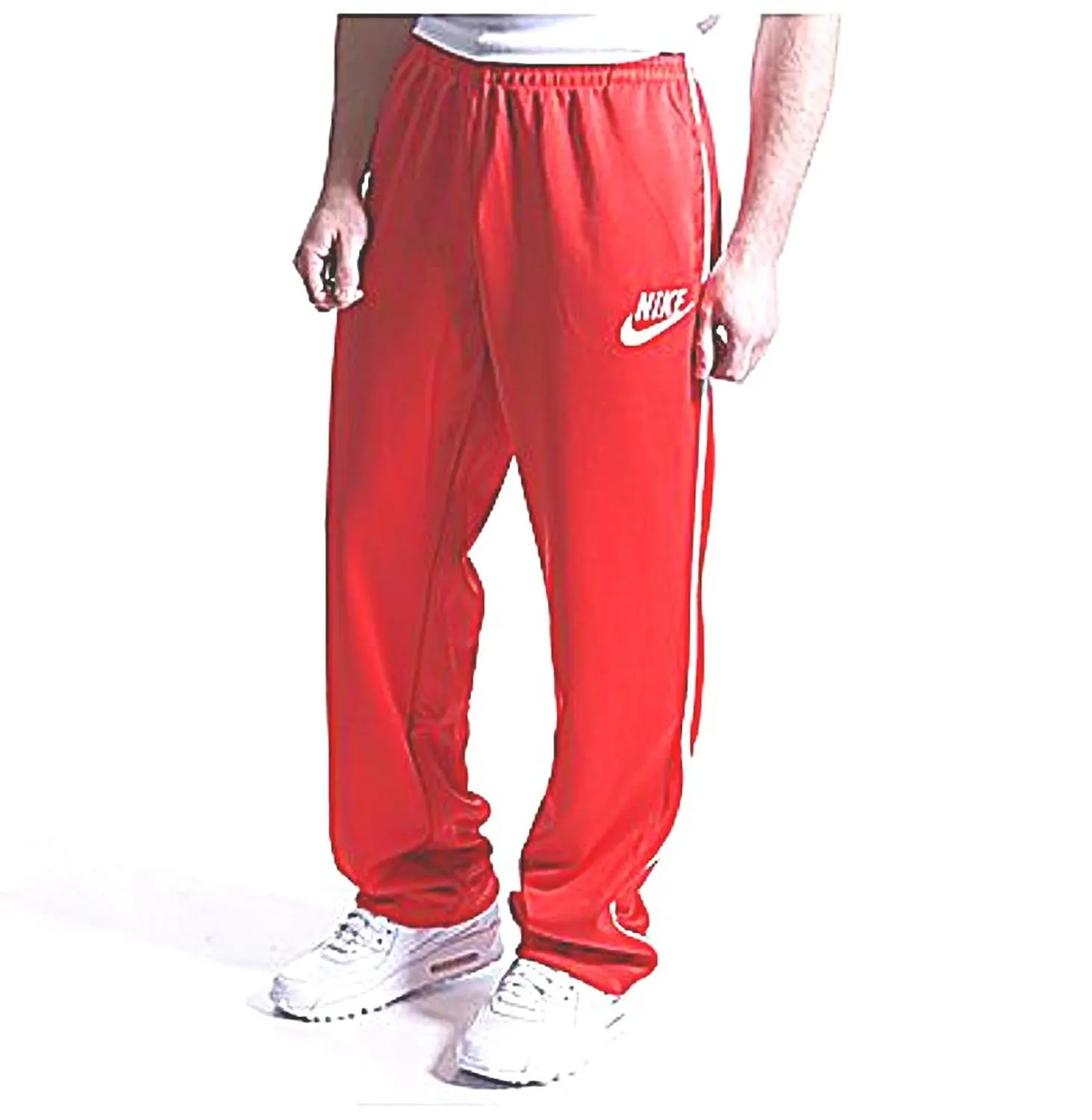 white and red nike pants