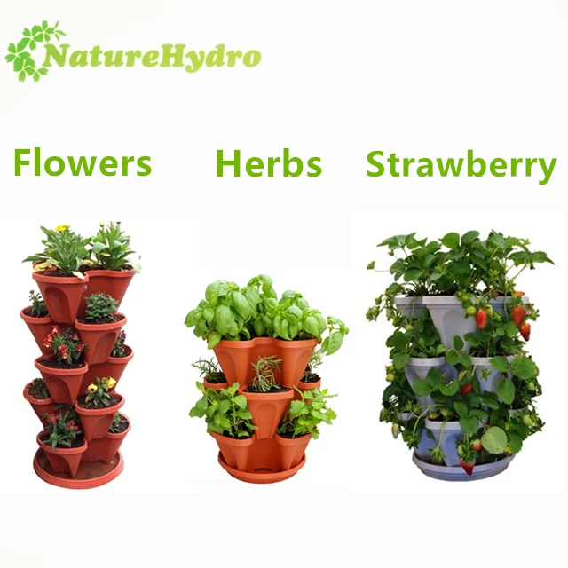Hydroponic home garden stacked flower pots self watering plant planters