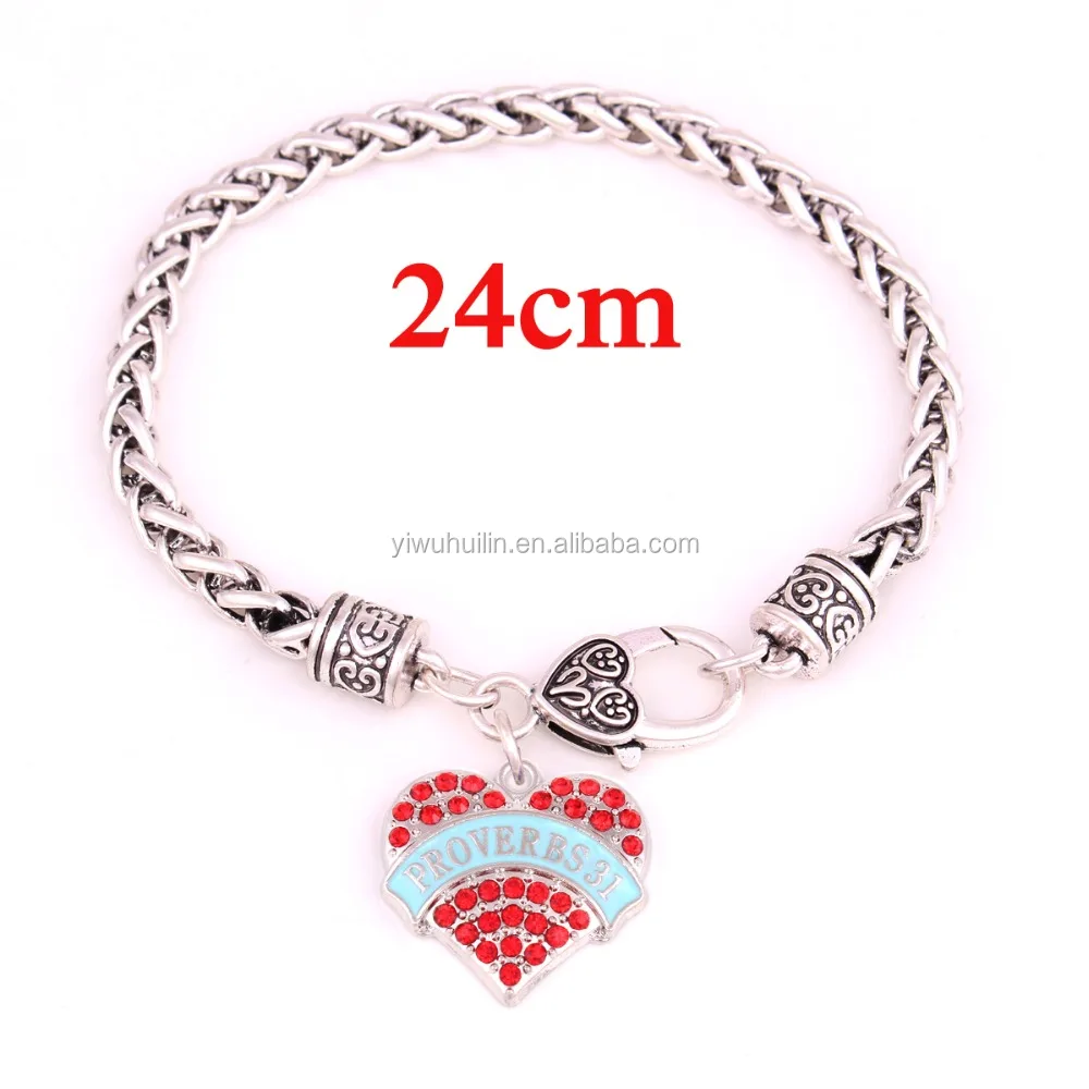 

Latest Design Proverbs 31 Women Accessories Heart Crystal Bracelet