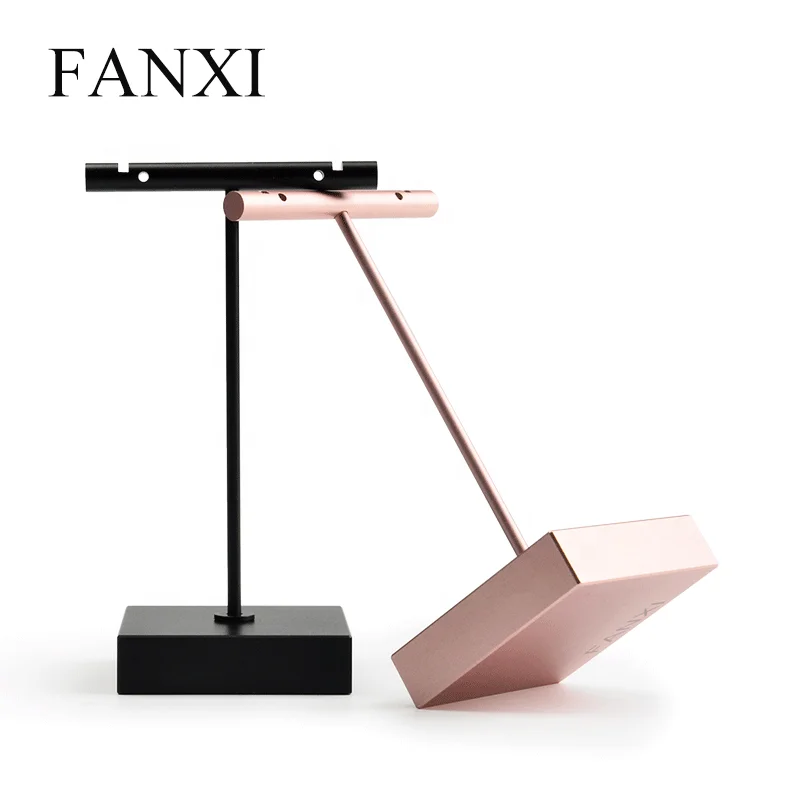 

FANXI Custom Black Ear Stud Jewelry Display Stand Holder For Jewellery Shop Showcase Luxury Rose Gold Metal Earring Display, Gold rose;black or custom