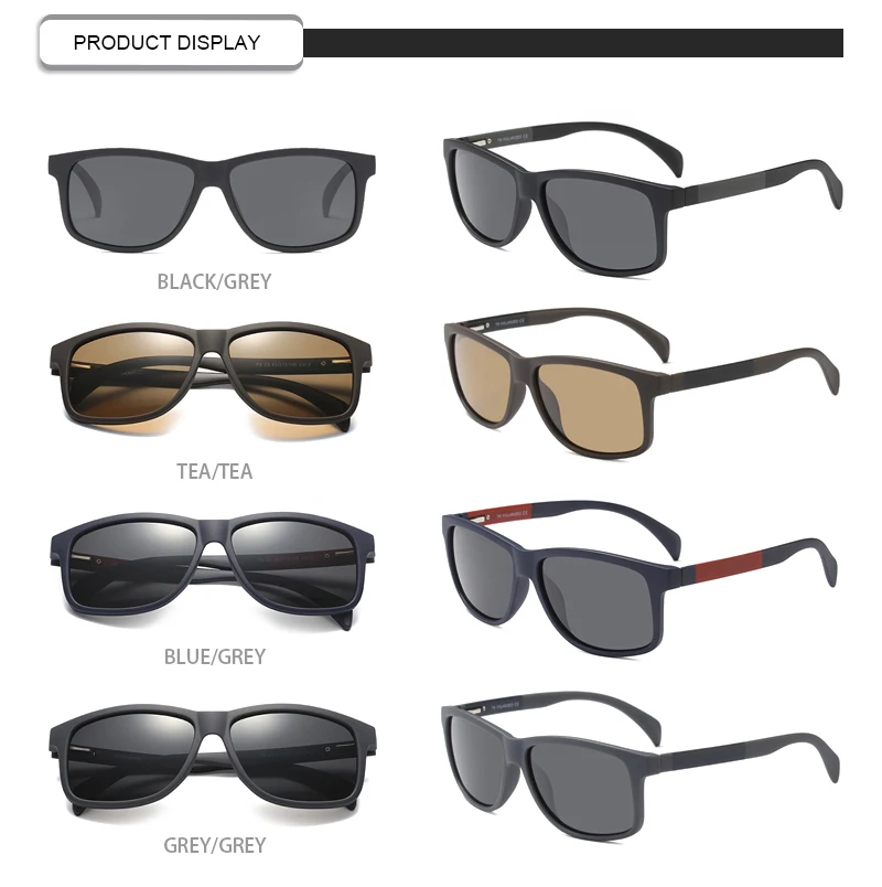 2019 Fashion pc lenses polarized square adjustable men sunglasses