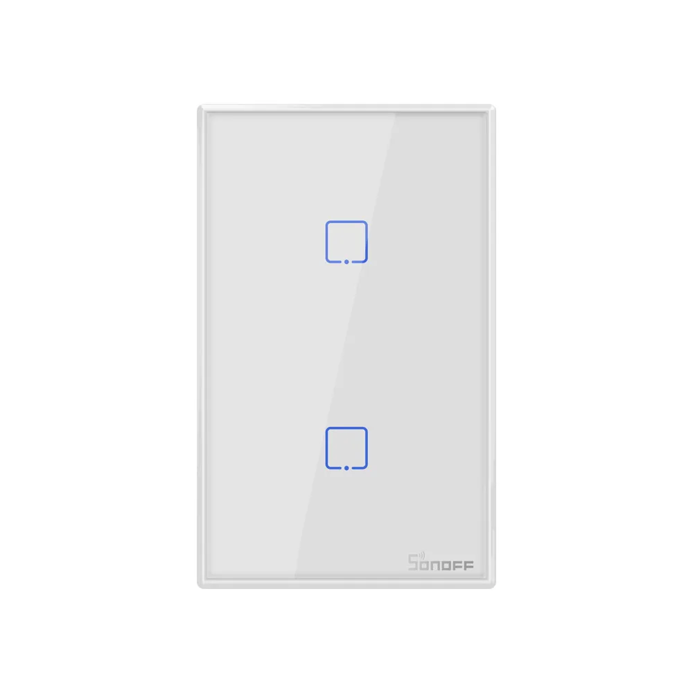 

SONOFF T2US 2C Wifi/APP/RF Remote Control Glass Panel Touch 2Gang Wall Light Switch Smart Home Work With Alexa Google Home IFTTT