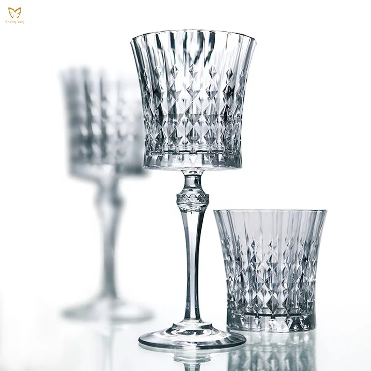 

Elegant diamond wine goblet glass, Transparent