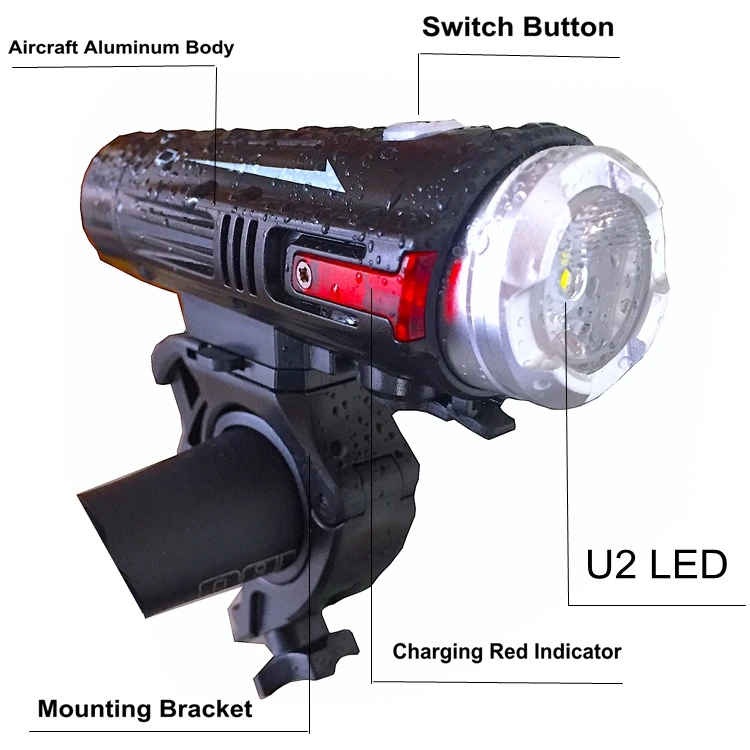 800lumens Led Bicycle Front Light And Tail Light Set Usb Rechargeable,2500mah 18650 Rechargeable 