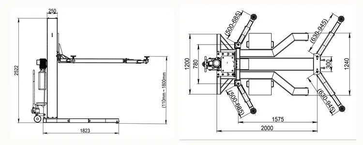 2.5t Manual Release Movable Single Column Lift Car Lift - Buy Single ...