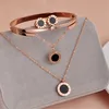Yiwu Aceon Stainless Steel Rose Gold Bangle Necklace Numerals Brand Jewelry Set