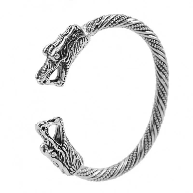 

2018 Top Quality Pagan Viking Dragon Bracelets Bangles for Mens Cuff Screw Bangle Bracelet Gifts, Antique silver;antique gold