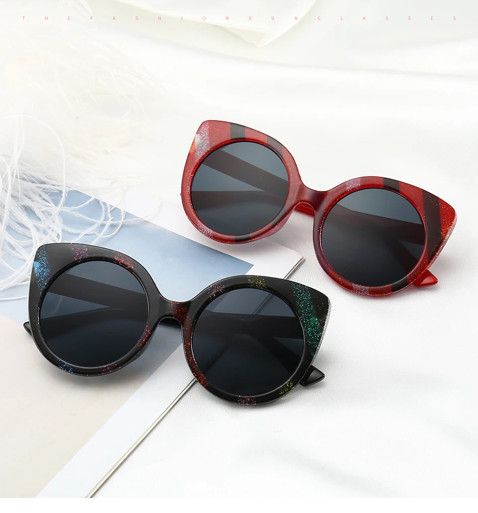 12345 Superhot Eyewear Strips Color Cateye Sun Glasses Pc Frame Women ...