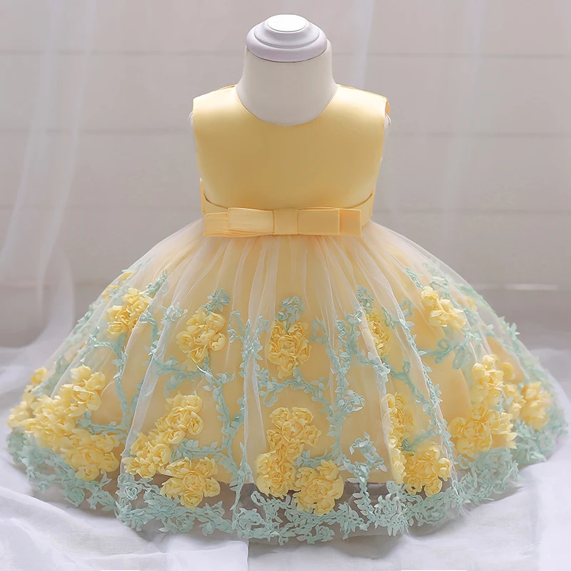 

In Stock Small Baby Costume 2 Years Old Girls Boutique Modern Birthday Party dress L1845XZ, Pink;yellow;purple;blue
