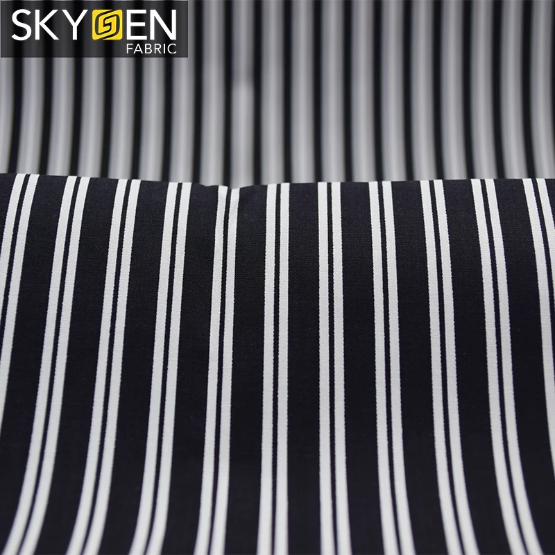Skygen factory price custom 100 cotton woven poplin black and white stripe fabric