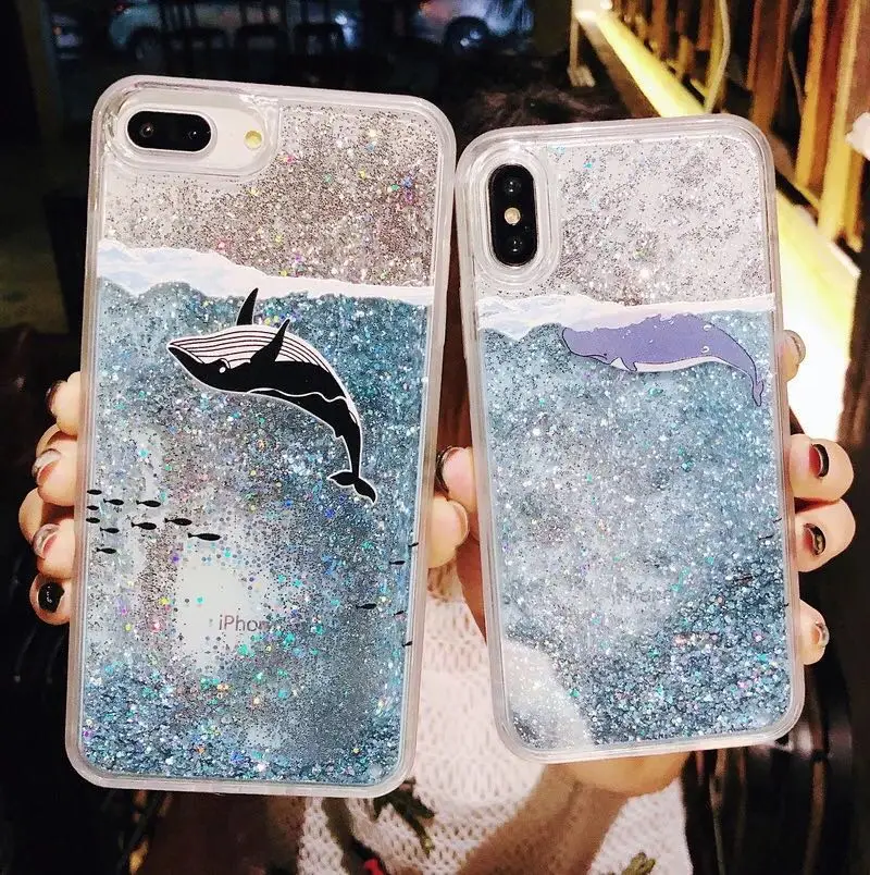 

NEW Summer Day Bling Glitter Quicksand Phone Case for iphone 7 8 plus xs max back phone cover for samsung s8 s9 s10