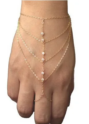 

Hot Sell Item For Multilayer Crystal Hand Ring Bracelet For Women