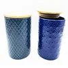 Porcelain with wooden lid printing for Sugar salt seasoning honey Moisture proof sealed jar ceramic seal pot storage food candy