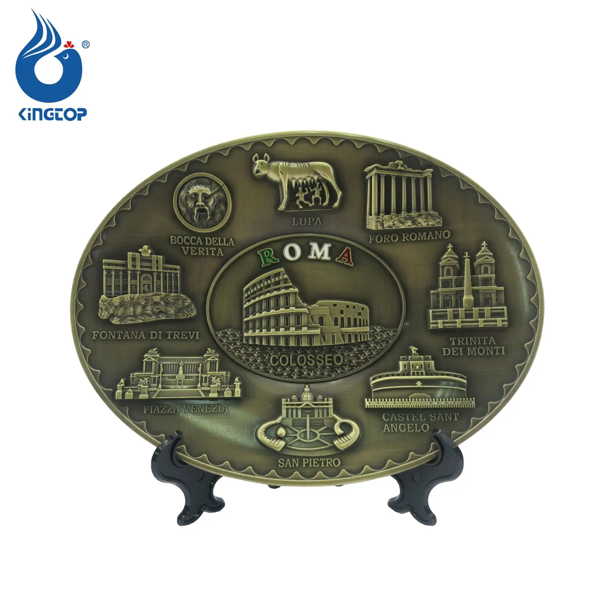 New York Souvenir Metal Plate with Statue of Liberty Manhattan Empire State Building Brooklyn Bridge