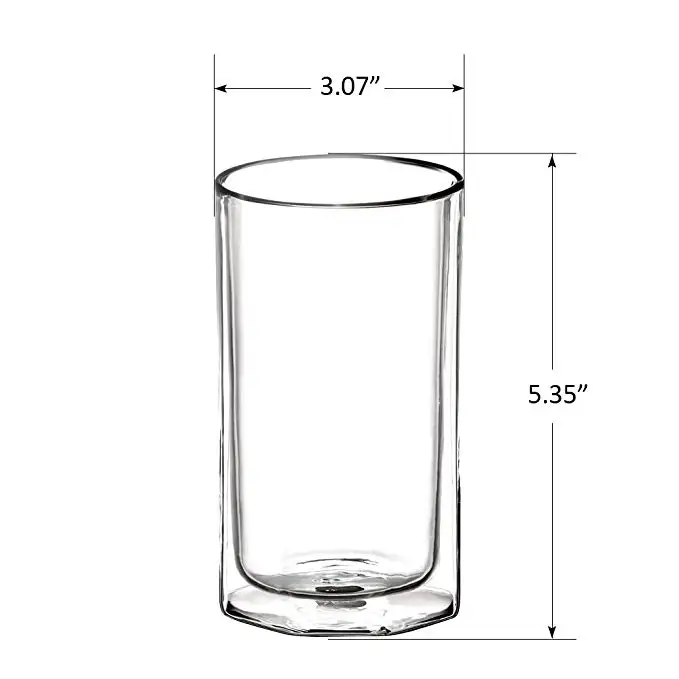 14 Oz/410ml Double Wall Highball Beverage Glasses Clear Insulated Large