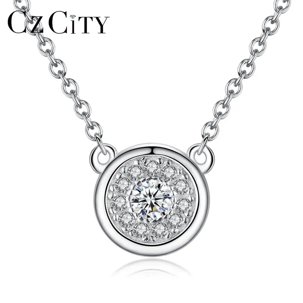 

CZCITY 925 Sterling Silver Jewelry Simple Disc Necklace for Women Factory Wholesale Jewellery