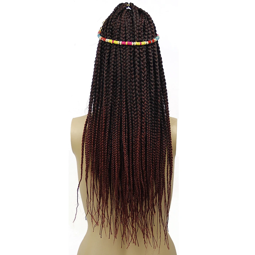 

YXCHERISHAIR 22 inch Box Braid Hair Extensions Ombre Long Synthetic Box Braid Crochet Hair Weave Black Bug Brown Two Tone Hair