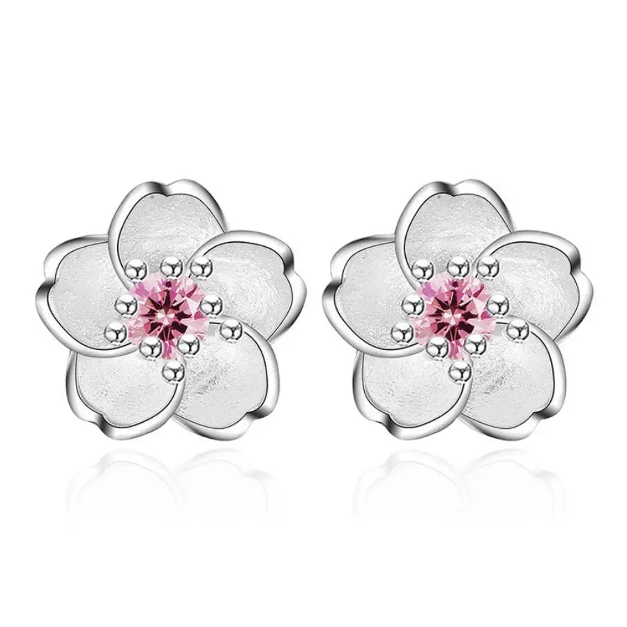 

Custom Simple Design 925 Sterling Silver Stud Earrings For Girls, Pink/purple