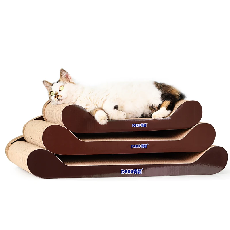 

Deku-Cat Bed Scratching Pads Cardboard Scratch Lounge Sofa Bed Cat Scratcher Mat with Catnip