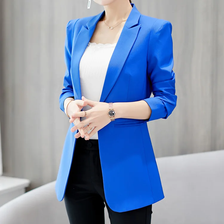 

2018 new office women Korean slim jacket blazer for lady, Black blue