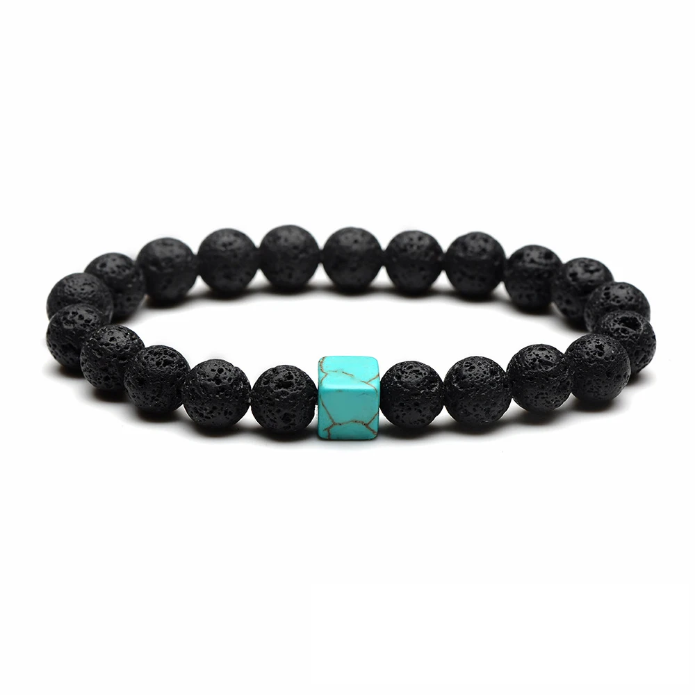 

Square 8 mm Natural Stone Volcanic Stone Fashion Beads Bracelet Jewelry