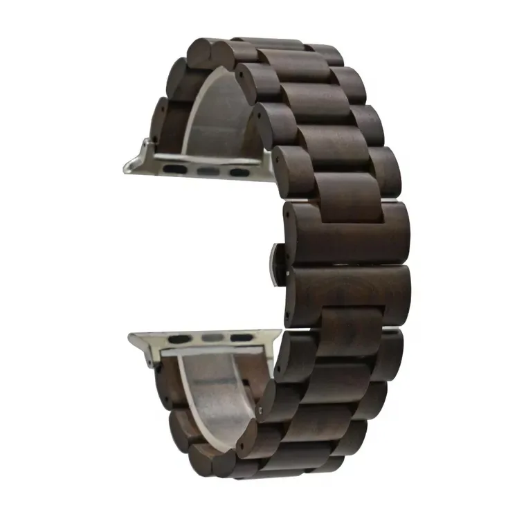 

Brand Your Own Logo Bracelet Wooden Watch Band For Apple Smart Watch Fast Delivery, Black / brown