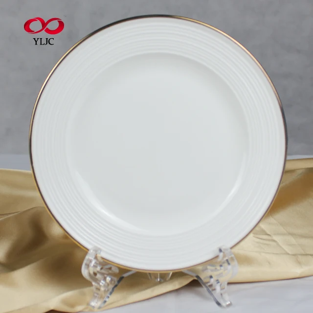 

Chinese factory Gold Rim Party Wedding Plate Set bone china charger plate gold rim, Classic white, customization accepted