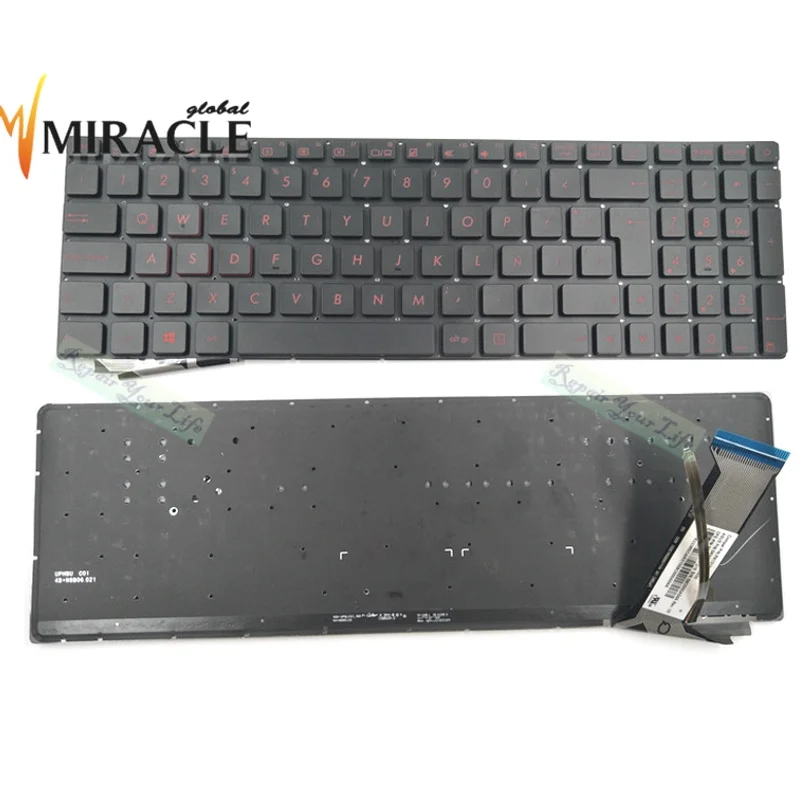 Latin laptop backlit keyboard for asus N551 G551 GL551 LA layout black with red word