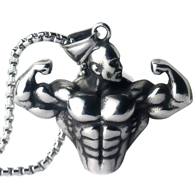 

Fashion Jewelry Fit Muscle Men Necklace Black Pendant Necklace Gym, As pictures