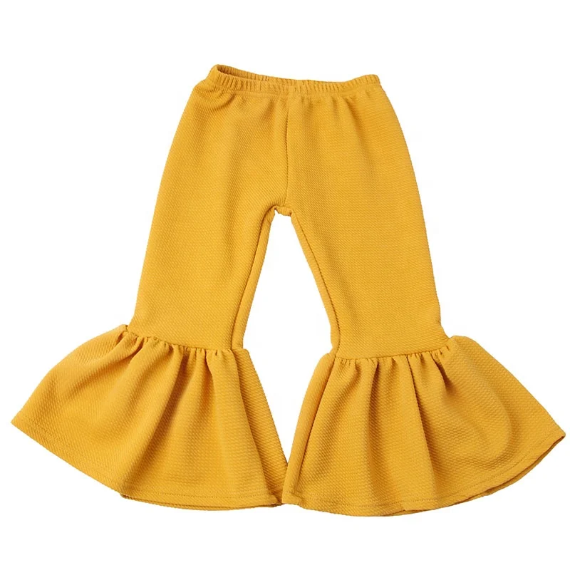 Popular children clothing personalized pants for girls plus size toddler flare seersucker pants