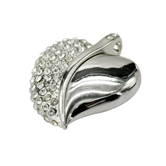 Jewelry Heart Shape USB 2.0 Flash Drive for Girls Pen Drive Diamond Necklace Memory Stick Cute Thumb Drive - ANKUX.COM