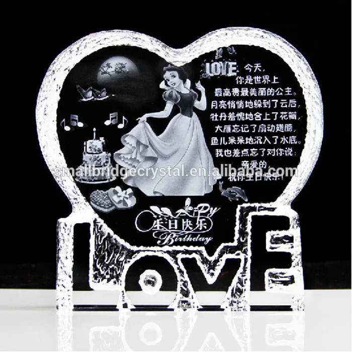 Wholesale K9 Customized Images Laser Photo Frames Etched Crystal Wedding Gifts factory