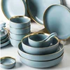Chinese supplier wholesale fancy multiple sizes gold rim salad rice soup porcelain bowl