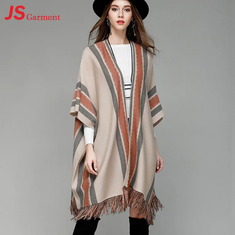 JS 40 New Winter Tassel Knitted Shawls Long Paragraph Sweater Coat Fashion Bat-wing Sleeve Women Cardigan design 0607132