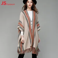 

JS 40 New Winter Tassel Knitted Shawls Long Paragraph Sweater Coat Fashion Bat-wing Sleeve Women Cardigan design 0607132