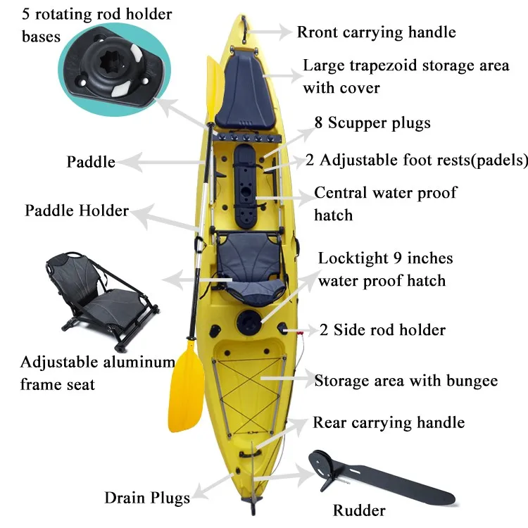 13ft cheap fishing pedal kayak and boat