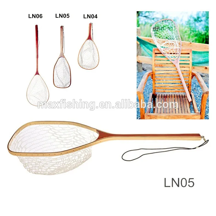Long Handle Rubber Wooden Fishing Landing Net Buy Rubber Fishing