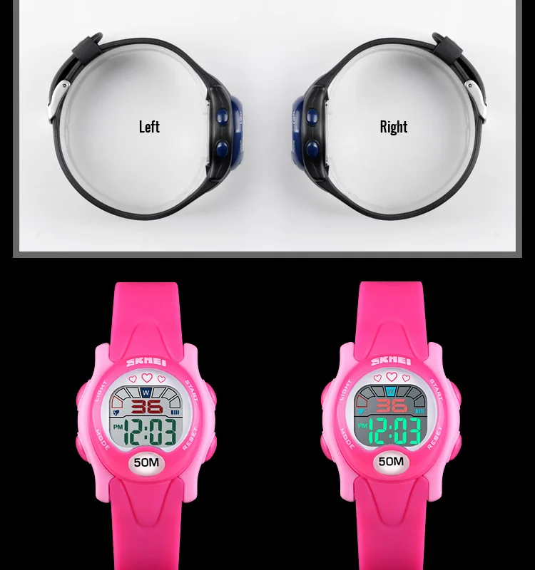 Skmei 1478 цифровые часы для девочек, детские наручные часы, спортивные силиконовые часы