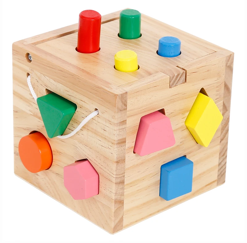 wooden block activity cube