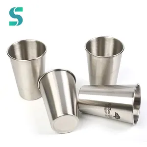 Image of Set of 8 500ml Safe BPA Free Drinking Beer Smoothie Coffee Tea Stainless Steel Pint Cups