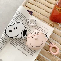 

For Charlie Snoopy Airpods Case 3D Cartoon Air pod Soft Silicone Cover With Finger Ring