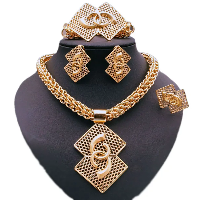 

Free Shipping Custom Brand Gold Plated Jewellery Set Manufacturer Stainless Steel Jewelry For Woman Acero Inoxidable Joyeria