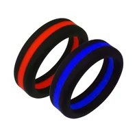 

Wholesale in stock silicone wedding finger ring thin red line rubber rings for men and women