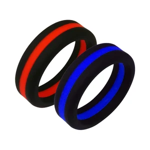 Wholesale in stock silicone wedding finger ring thin red line rubber rings for men and women 2