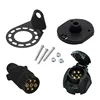 Round Hole Trailer Plug 7Way EU RV Boat Truck Trailer Connector Plug Socket Bracket Set Kit Truck Trailer Connector