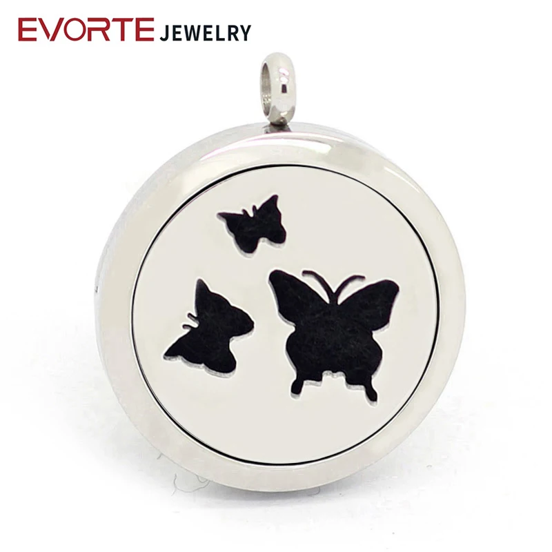 

New Design Fashion Butterfly Silver 316L Stainless Steel Aromatherapy Diffuser Lockets Pendant Necklace